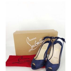 Christian Louboutin Women's Blue Peep-Toe Heels